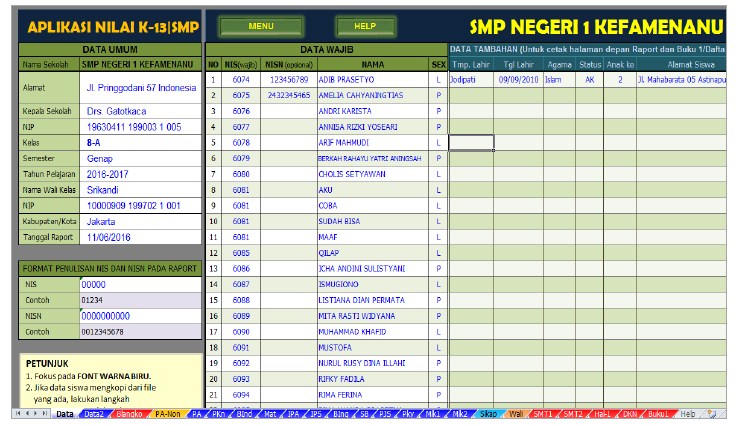 Pengisian Raport K13 Smp Kunci Soal
