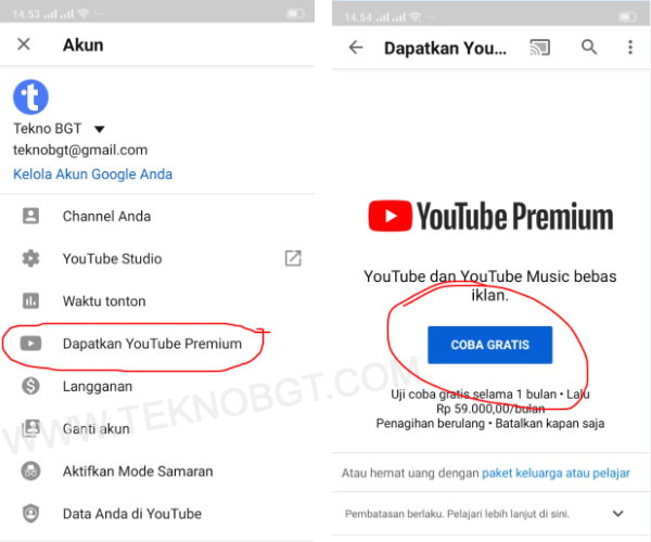 Cara mencoba youtube premium gratis