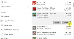 cara uninstal program di windows 10