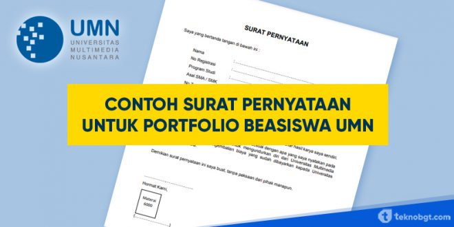 contoh surat pernyataan portofilio beasiswa