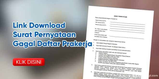 link download surat pernyataan gagal daftar prakerja