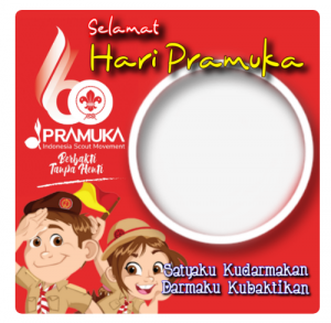 Twibbon Selamat Hari pramuka kartun merah 12