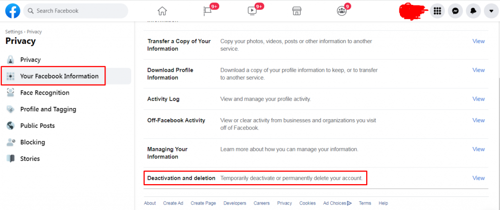 cara nonaktifkan akun fb