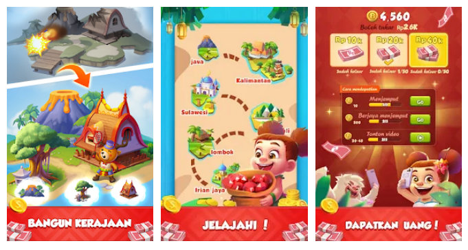 Bangun kerajaan - jelajahi - dapat uang