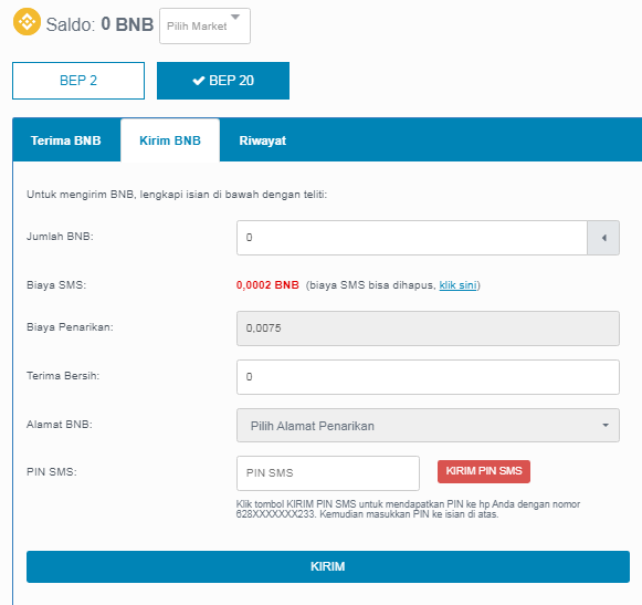withdraw BNB ke trust wallet
