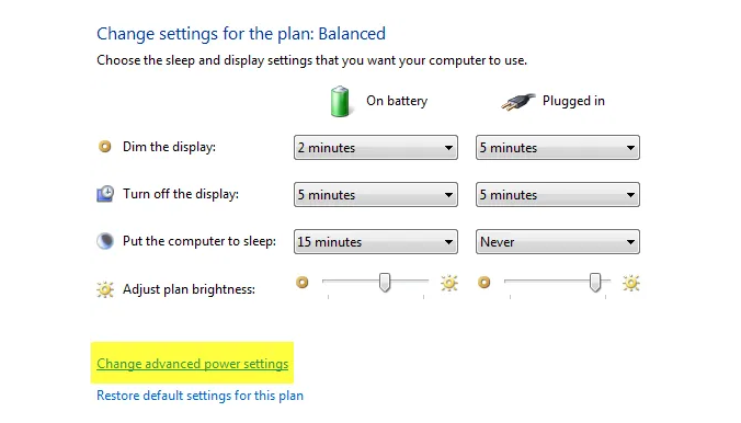 Adaptive Brightness setting di windows 10
