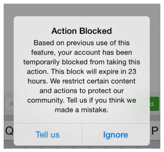 akun instagram diblokir sementara