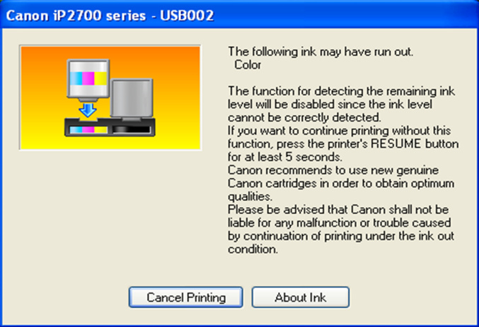 an ink cartridge cannot be recognized canon ip2770