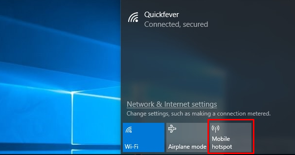 mobile hotspot windows 10