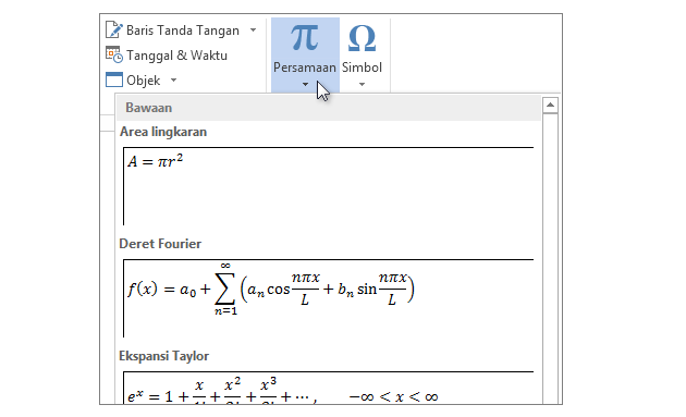 Equation Tools Untuk tulis rumus di ms word