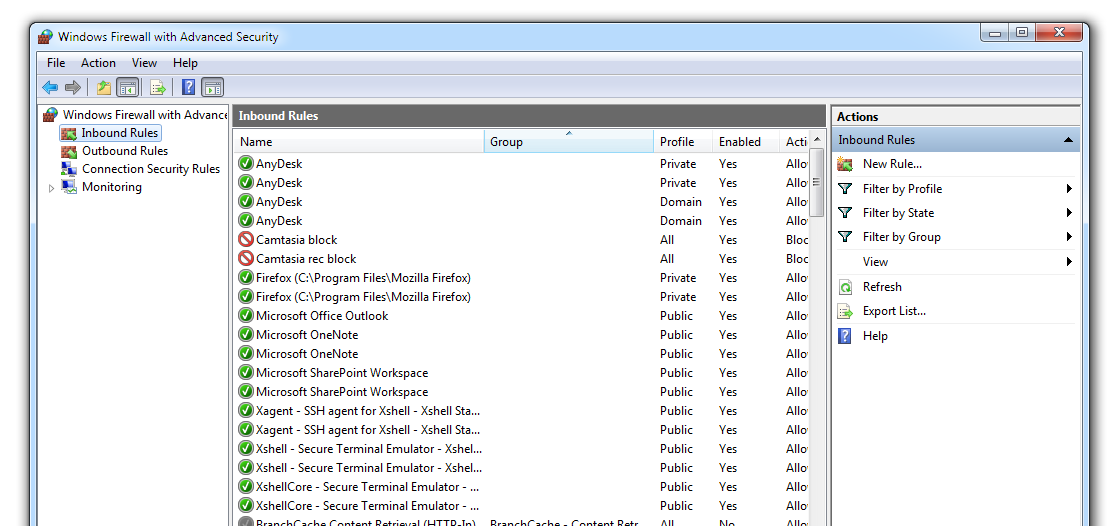 Windows Firewall Advaced Security