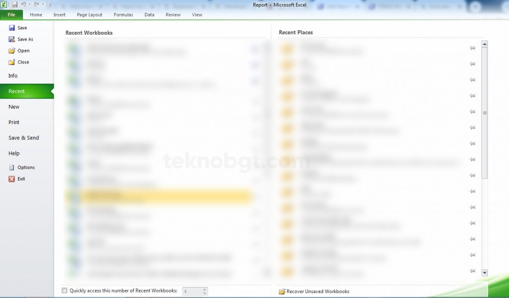 recent file ms word excel