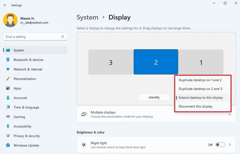 Bagaimana memilih mode tampilan untuk sebagian besar tampilan windows 11