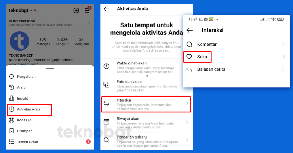 cara melihat postingan IG yang di Like