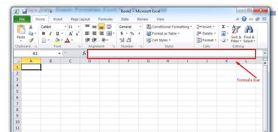 Formula bar di excel untuk menulis rumus