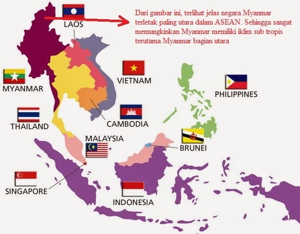 Negara ASEAN berikut yang memiliki iklim subtropis hanyalah Myanmar