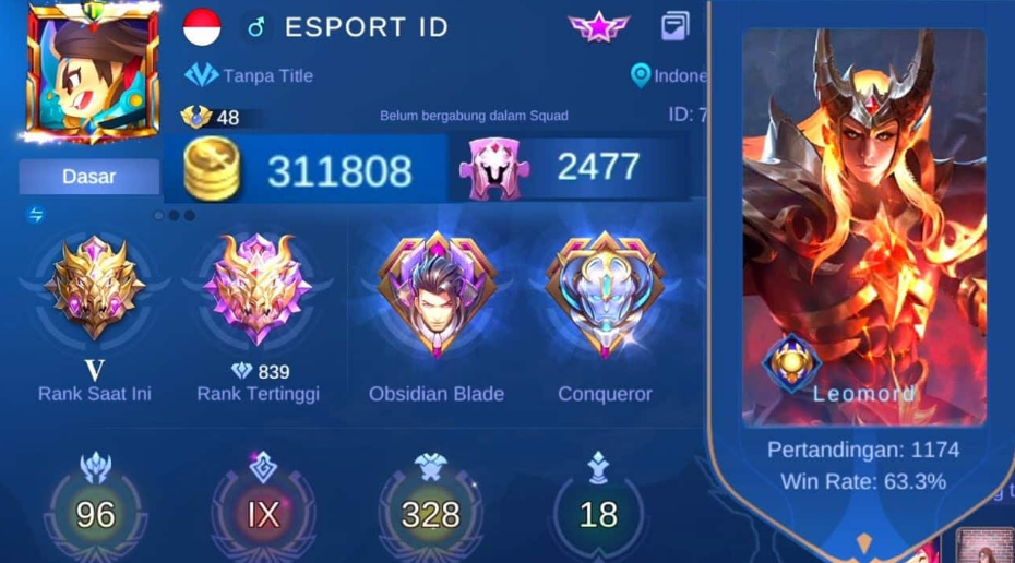 akun ml sultan gratis full skin