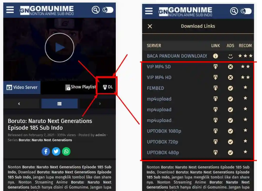download di gomunime hp android