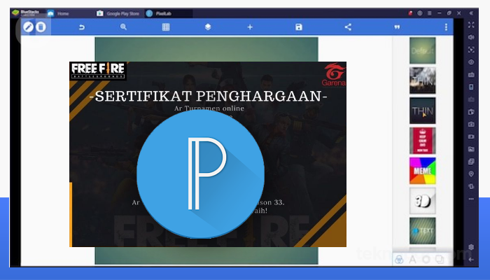 Edit Mentahan Sertifikat FF di PixelLab