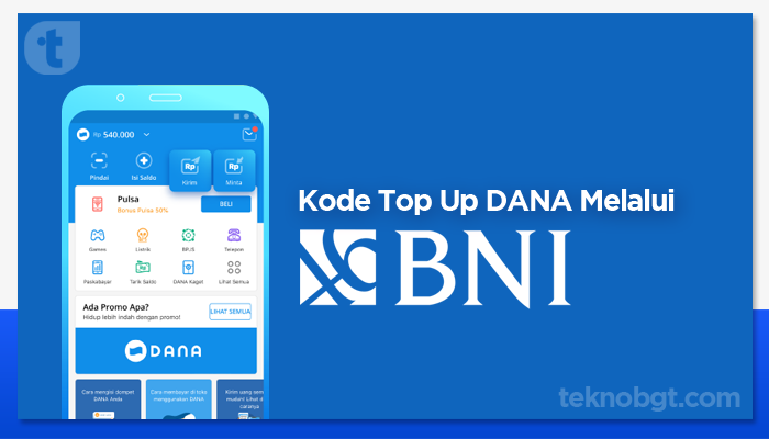 Kode Top Up Dana via bank BNI