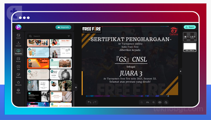 Sertifikat FF di Picsart