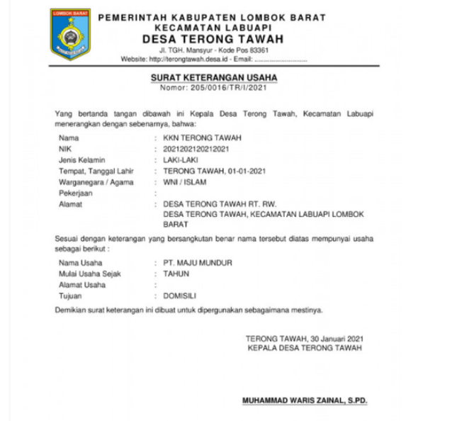 contoh SKU