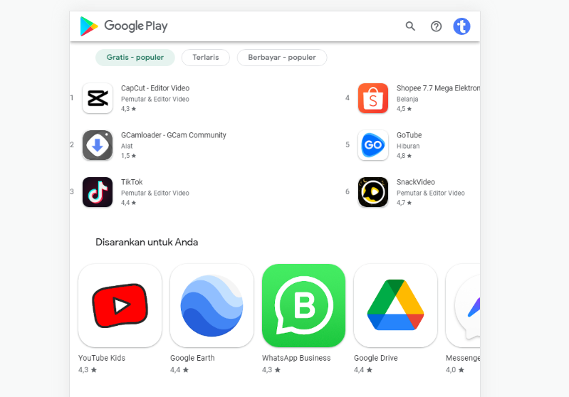 tidak bisa download di Play Store 
