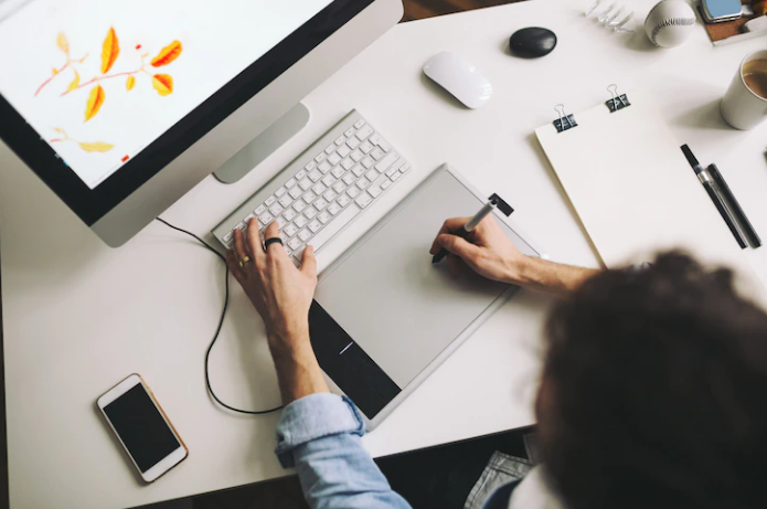 graphic designer working in office