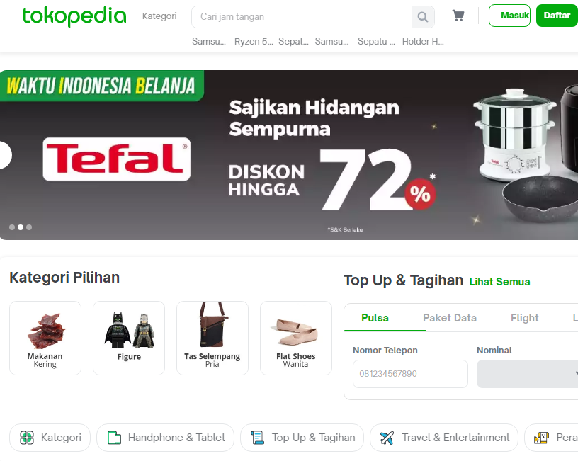 Belanja tokopedia web