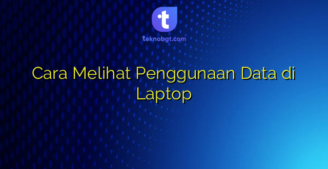 Cara Melihat Penggunaan Data di Laptop