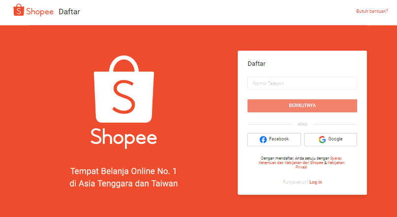 Cara Membuat Akun Via Shopee Website
