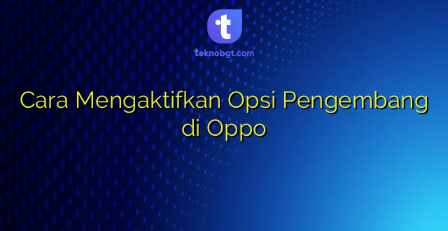 Cara Mengaktifkan Opsi Pengembang di Oppo
