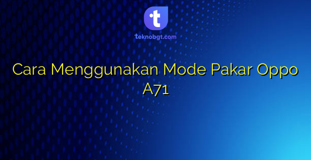 Cara Menggunakan Mode Pakar Oppo A71