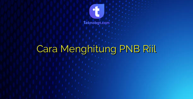 Cara Menghitung PNB Riil