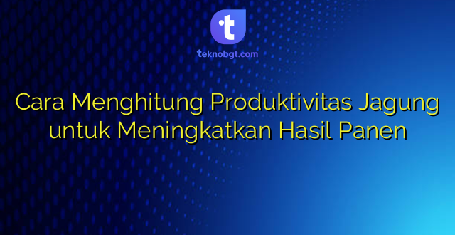 Cara Menghitung Produktivitas Jagung untuk Meningkatkan Hasil Panen