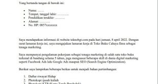 Contoh Surat Lamaran Kerja Di Toko