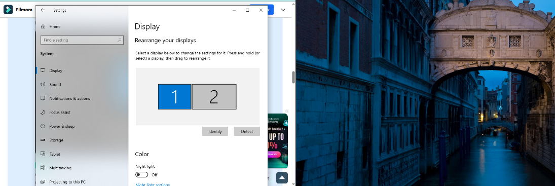 Enable dual monitor mode in Filmora