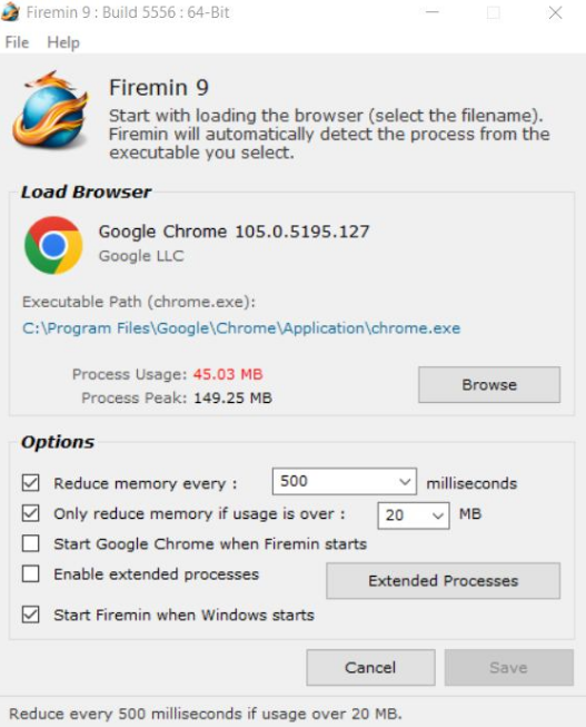 Firemin Pengatur Memori Browser Chrome