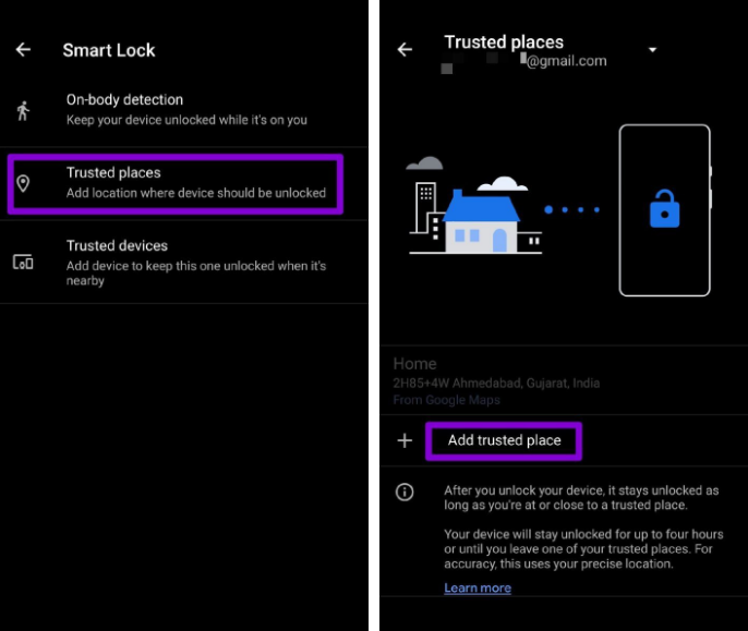 HOW TO ENABLE OR DISABLE TRUSTED PLACES IN ANDROID SMART LOCK