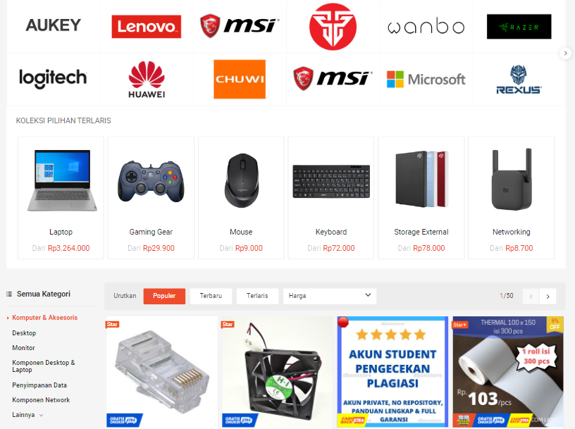 Produk-produk gadget di shopee