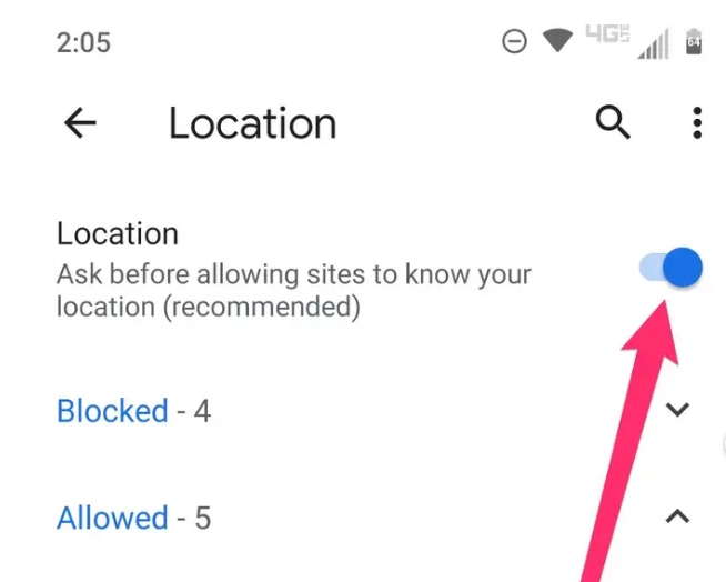 Setting lokasi di google chrome android
