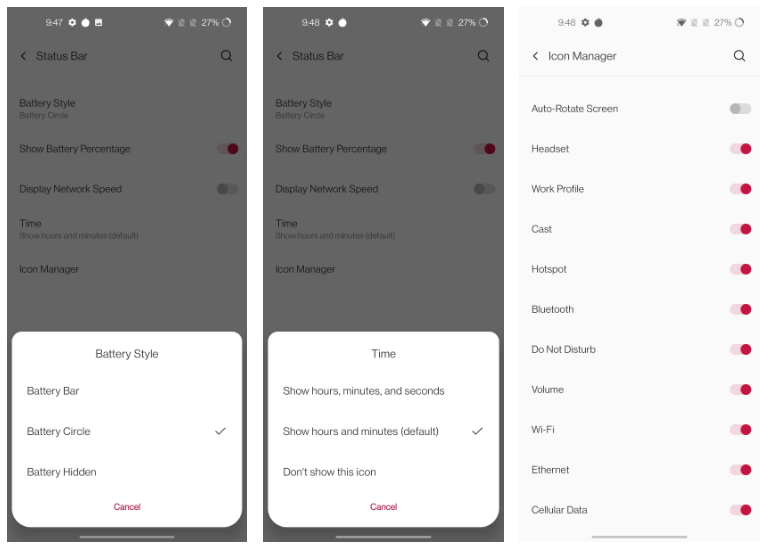Status Bar Phone Setting Android