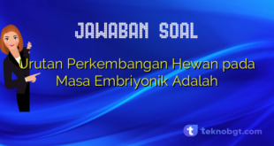 Urutan Perkembangan Hewan pada Masa Embriyonik Adalah