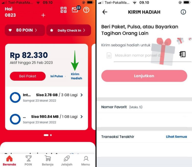 cara kirim hadiah pulsa telkomsel