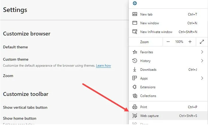 cara screenshot di microsoft edge