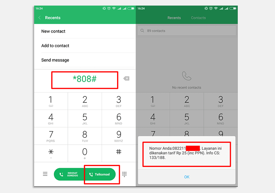 cek nomor telkomsel via dial 808