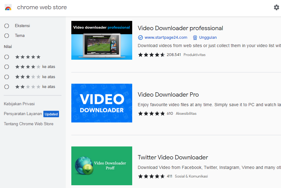 fitur chrome webstore