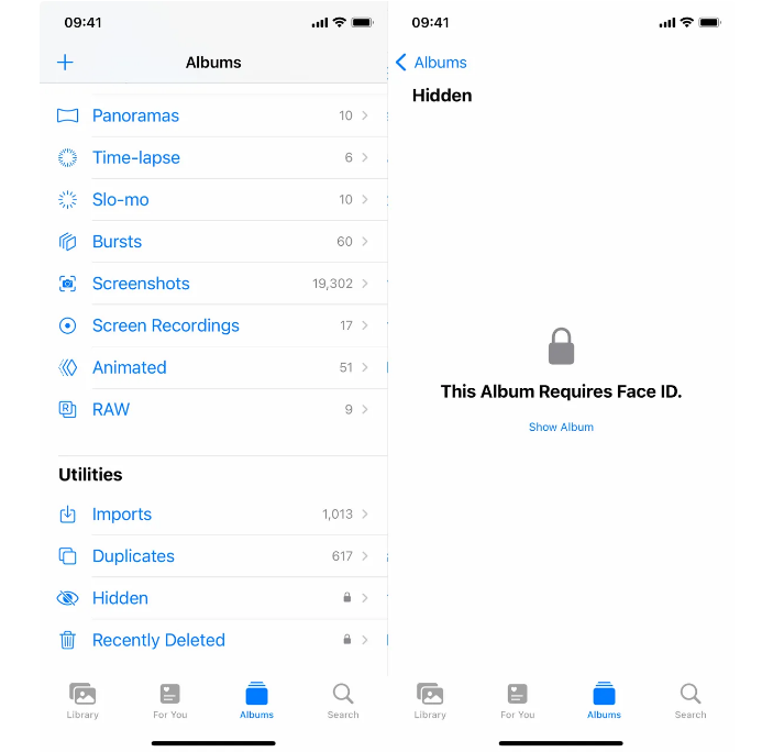 fitur ios 16 bisa proteksi album hidded dan yang baru dihapus