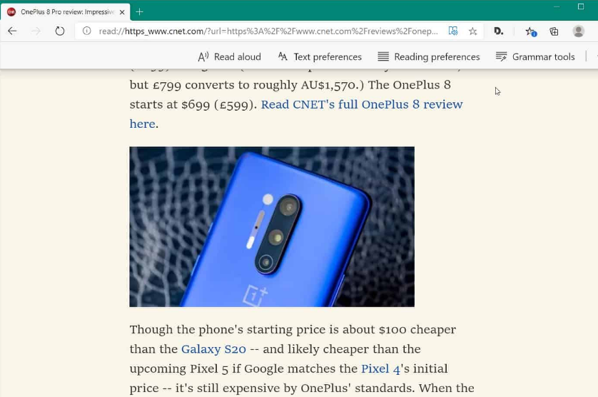 reading mode microsoft edge